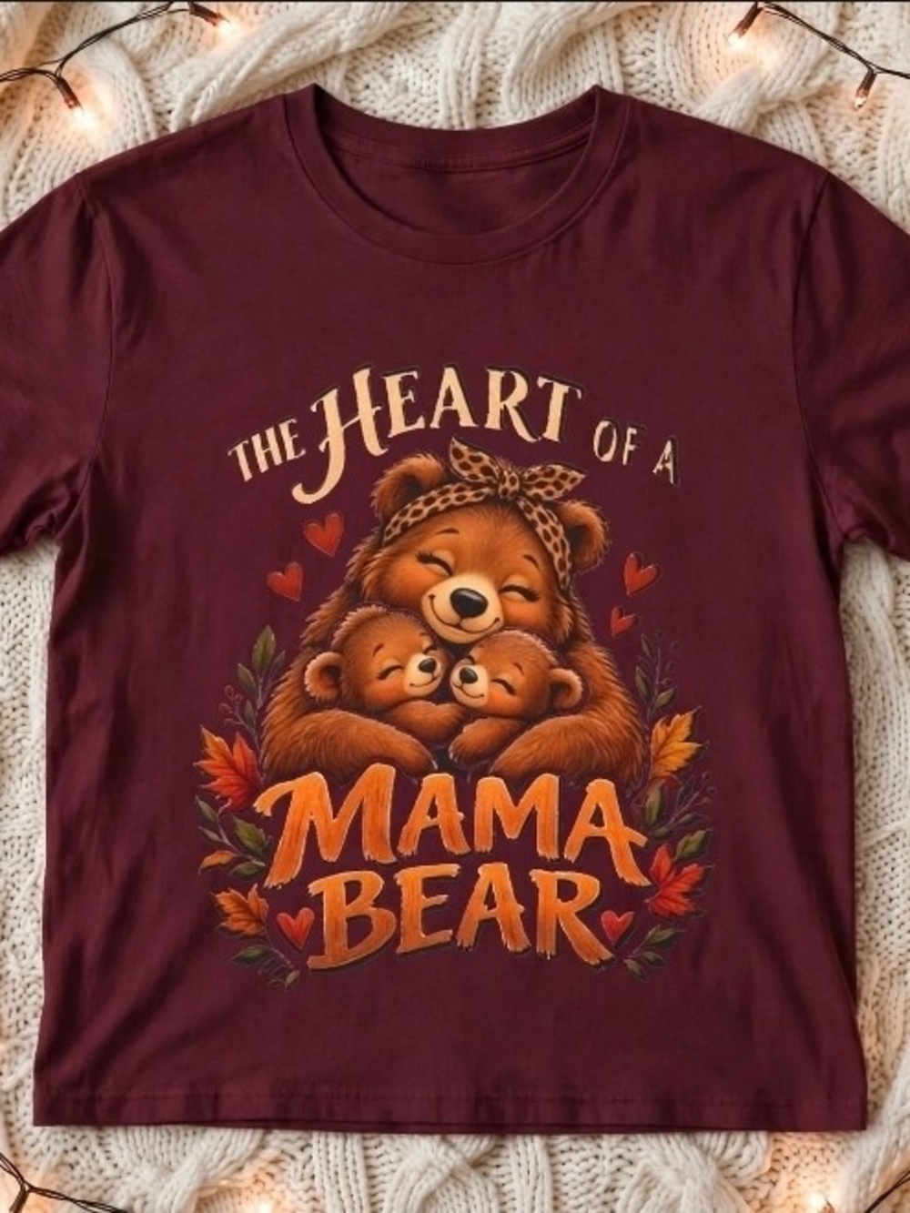 Mama Bear Graphic Tee - Maroon Gildan Short Sleeve Boutique NWT